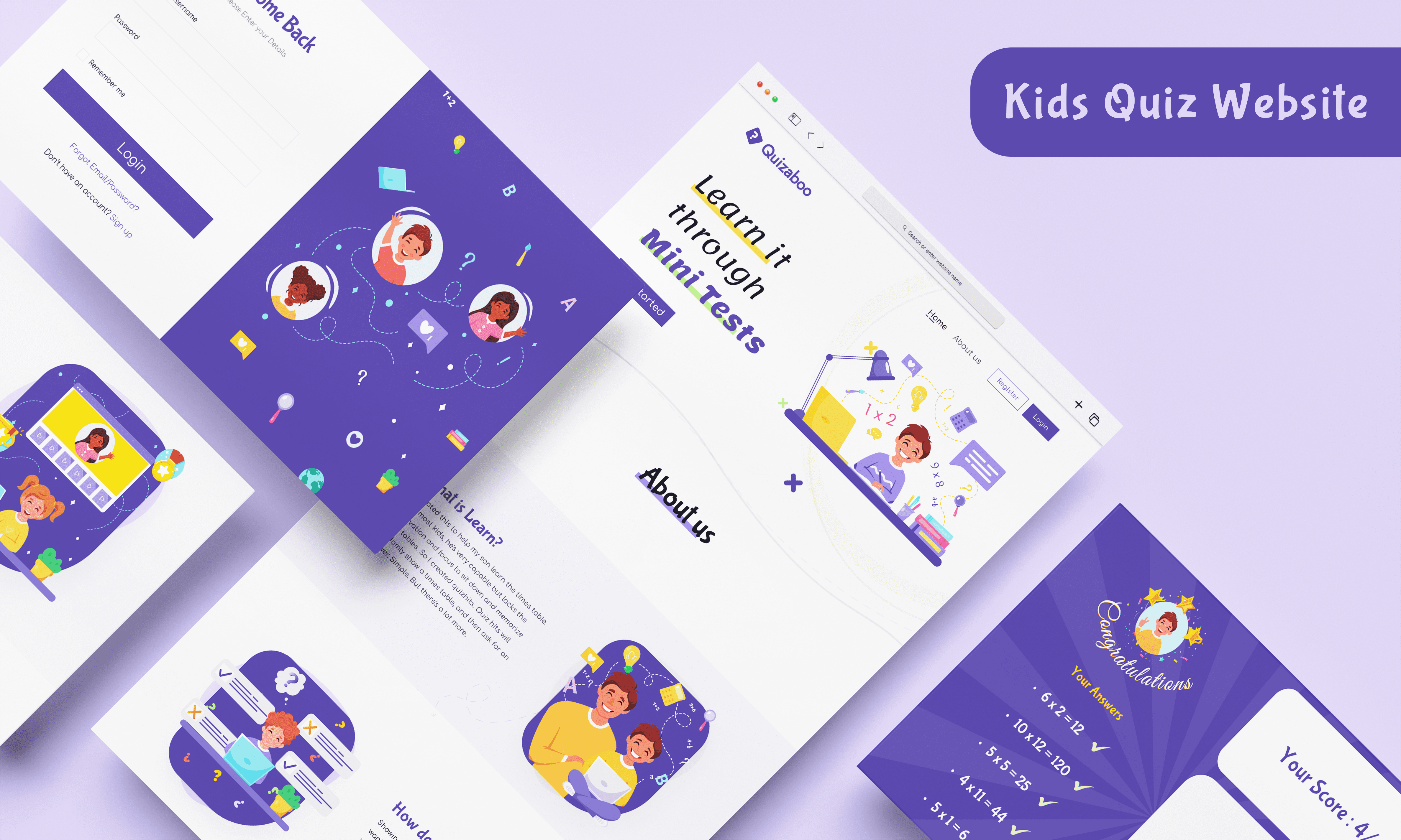 Kids Quiz Website appdesign dashboard design mobileapp mockup productdesign ui uidesign ux uxdesign webapp webpage webportal websitedesign wireframe