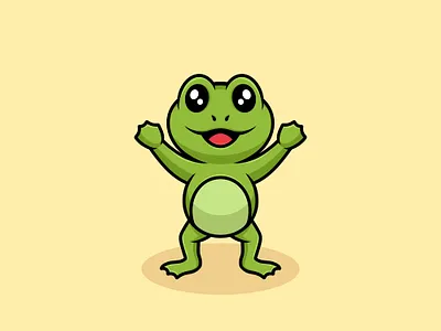Jumping Frog Cute Cartoon Illustration