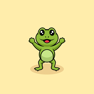 Jumping Frog Cute Cartoon Illustration