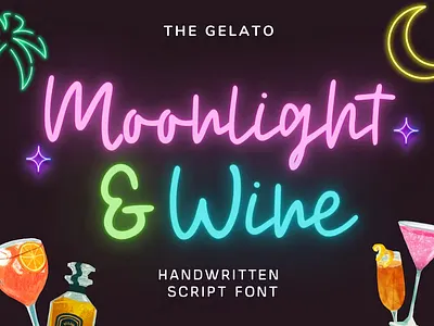 Moonlight and Wine Handwrtten Script Neon Font cursive display dj font monoline neon retro script summer western y2k