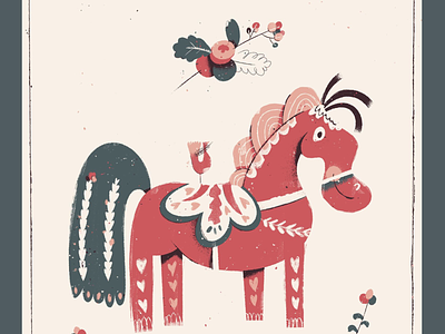 Dala horse animal art christmas dala gift holiday horse illustrator print sweden swedish vector