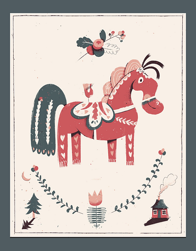 Dala horse animal art christmas dala gift holiday horse illustrator print sweden swedish vector