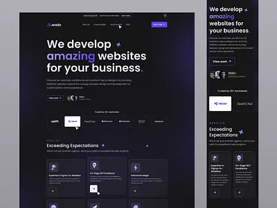 Digital Agency Website - Dark Mode agency agency website business agency company dark mode design digital agency header homepage landingpage marketing startup ui ui design uiux web web design webdesign website