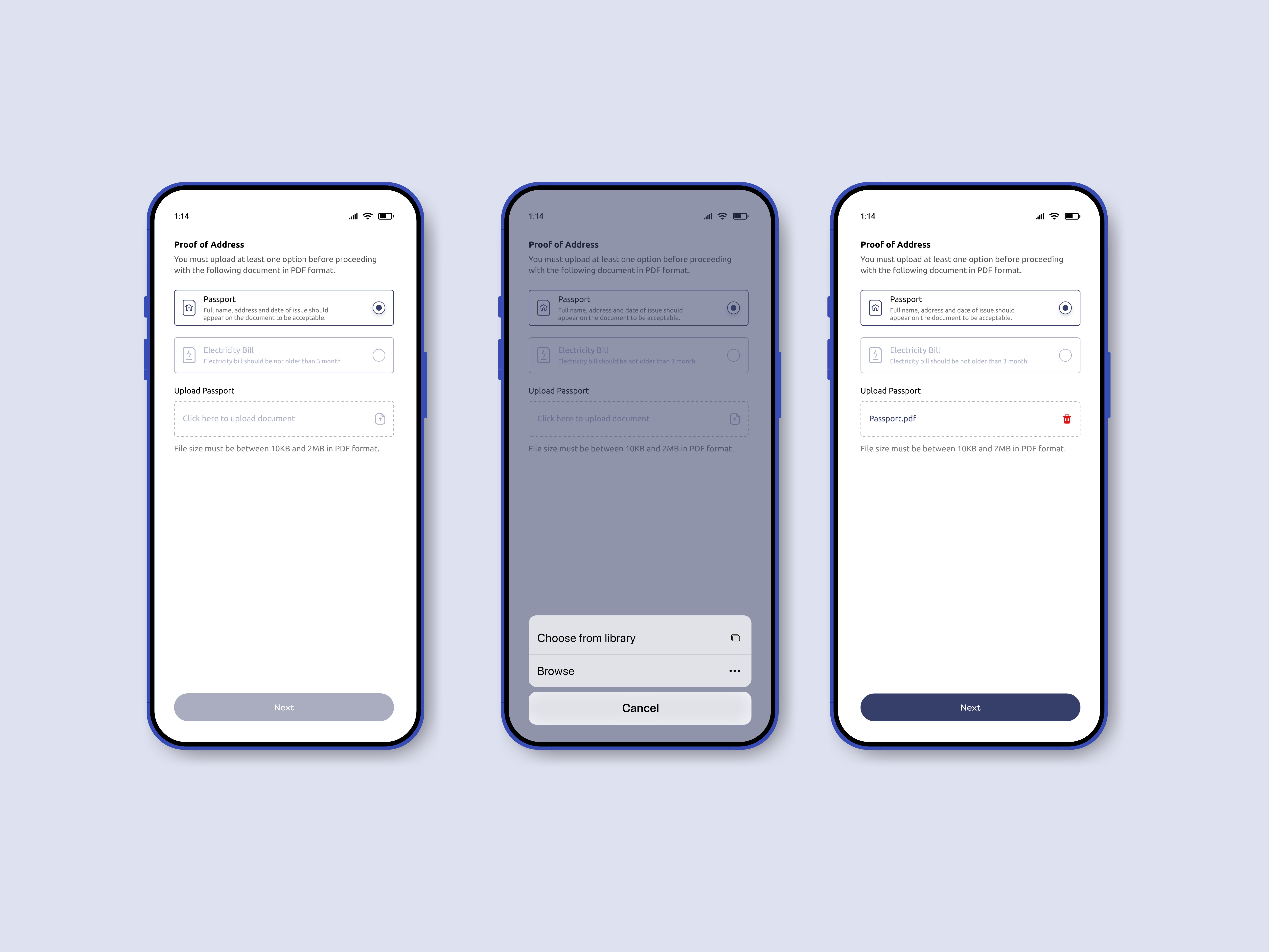 Proof of Address app payments bank app banking bill payments branding card card payments credit card payments design design tool document documents illustration kyc mobiledesign onboarding ui upload userexperience ux