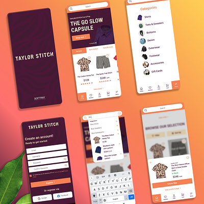 E-commerce Clothing App app clothing e commerce mobile orange purple ui ux