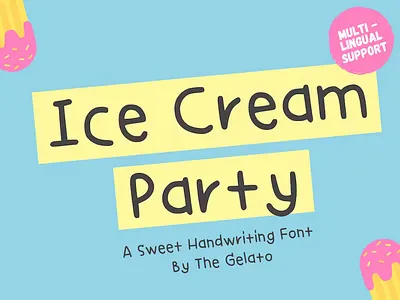 Ice Cream Party Monoline Handwritten Font bubbly comic craft fun girly student stylist