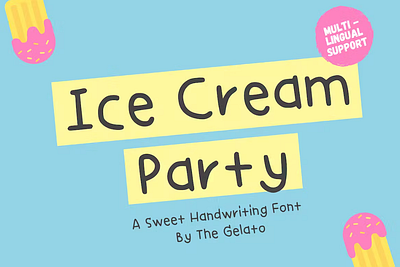 Ice Cream Party Monoline Handwritten Font bubbly comic craft fun girly student stylist