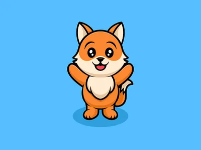 Golden Fox Cute Cartoon Illustration