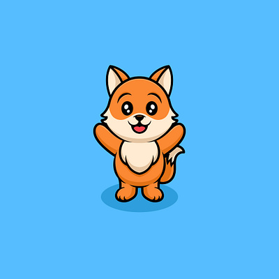 Golden Fox Cute Cartoon Illustration