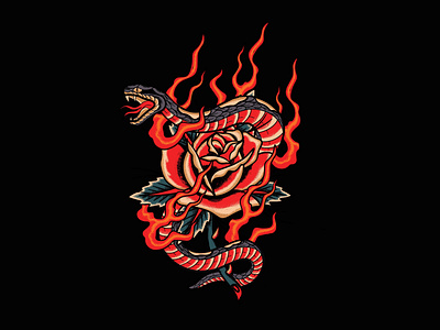 Rose Snake apparel branding clothing design graphic illustration logo rose snake streetwear tattoo traditionaltattoo ui vector
