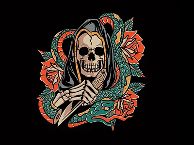 Grimm Snake Tattoo apparel branding clothing design graphic grimm illustration logo snake streetwear tattoo traditionaltattoo ui vector