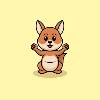 Australian kangaroo Cute Cartoon Illustration