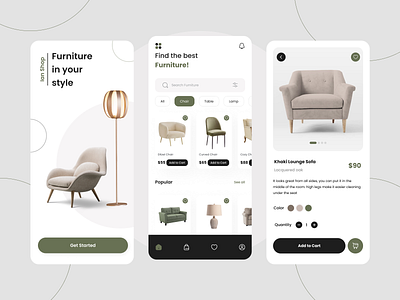 Furniture Mobile App clean design furniture mobile app minimalist shopping ui