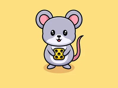 The Mouse and a Cheese Cute Cartoon Illustration