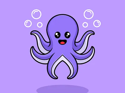 Baby Octopus Cute Cartoon Illustration