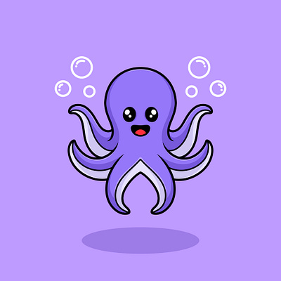 Baby Octopus Cute Cartoon Illustration