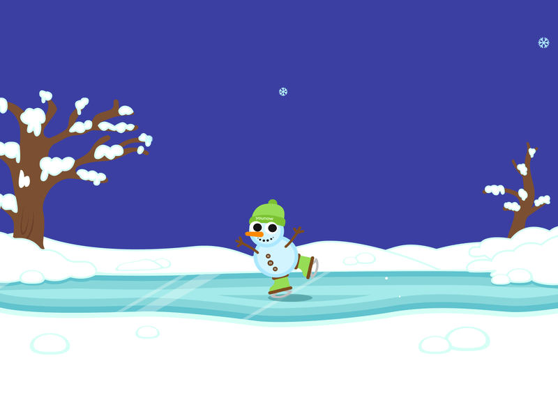 The Snowman Ice Skater | Lottie Animations for YouNow animation app design cute kawaii mobile design motion motion graphics snow sticker svg ui motion ux motion