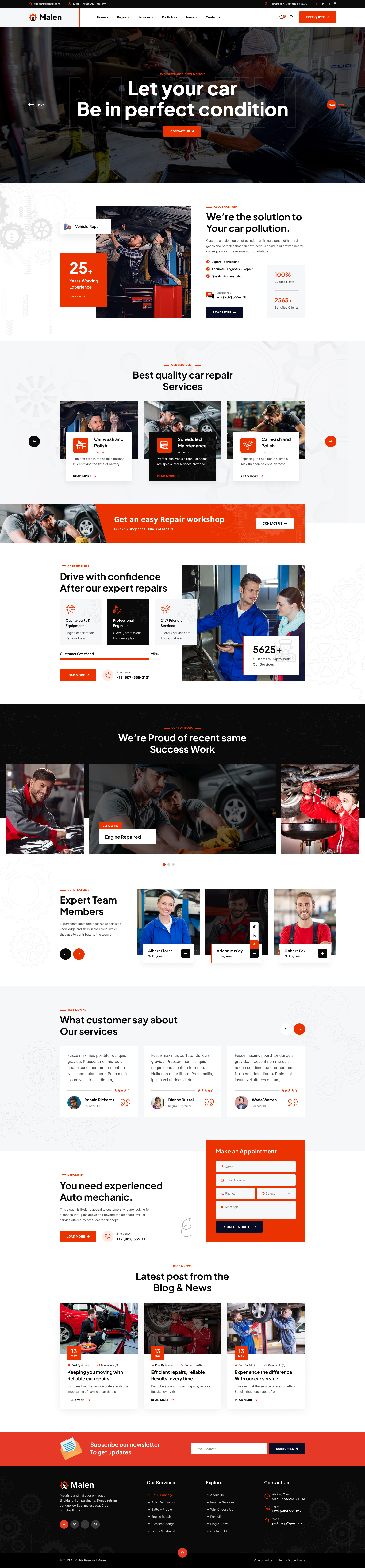 Malen - Car Repair & Services Figma Template wheel shop