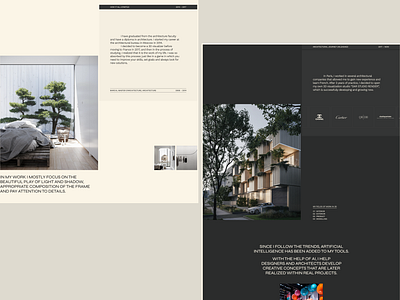 Portfolio website design for a CG Artist | About page layouts design figma figmadesign graphic design landing page onepage onepager personalwebsite portfolio ui uidesign uiux uxdesign uxui web webdesign webflow