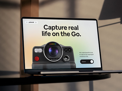 Capture real life on the Go. branding camera clean design ecommerce gradients interface light polaroid theme typography ui web website white