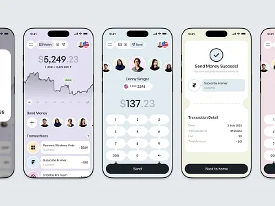 Pollet - Fintech Mobile App app bank banking clean design dollar finance financial fintech graphs mobile money receipt send statistic stats transfer ui ux wallet