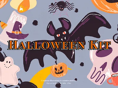 Halloween Illustrations & Patterns branding characters digital design graphic design halloween illustration illustrations packaging design patterns poster design print design product design seamless patterns social media design textile design