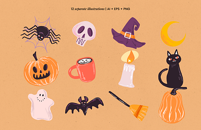 Halloween Illustrations & Patterns branding branding design characters design graphic design halloween illustration illustrations packaging design poster design presentation design print design product design social media design textile design