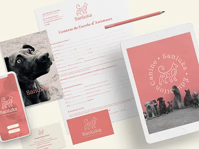 Sanluka [Logo_Design + Visual Identity] advertising art direction brand identity branding charte graphique coral corporate design corporate identity design dog walker dogs graphic design graphiste freelance logo logo design mockup stationaries