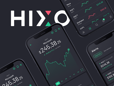 HIXO trading app alerts app buy sell crypto app dark theme portfolio profile stock app stock market stock trading app trading ui