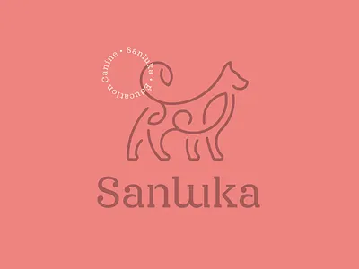 Sanluka [Logo_Design + Corporate Identity] art direction brand identity branding charte graphique coral corporate identity curves design dog dog sitter dog walker graphic design graphiste freelance graphiste lyon illustration logo logo design logo maker mockup pink
