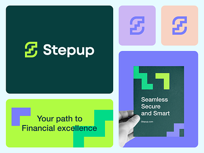 Stepup Brand Visual Identity abstract ai bold branding clever design digital finance fintech grrowth icon logo mark money pattern payment saas startup step technology