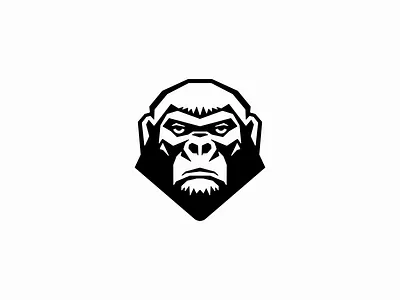 Geometric Gorilla Logo animal ape branding character design emblem face geometric gorilla icon illustration logo mark mascot negative space portrait sports strong unique vector