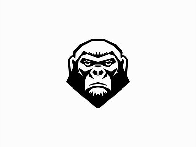 Geometric Gorilla Logo animal ape branding character design emblem face geometric gorilla icon illustration logo mark mascot negative space portrait sports strong unique vector