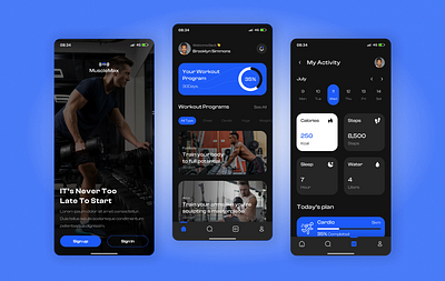 MuscleMax - Fitness Gym App💪📱 app appdesign design dribble dribbleshot fitness gym mobileapp mobiledesign ui uidesign