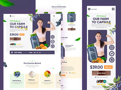 Natural Supplement - Ecommerce Landing Page e commerce lan landing page modern ui design