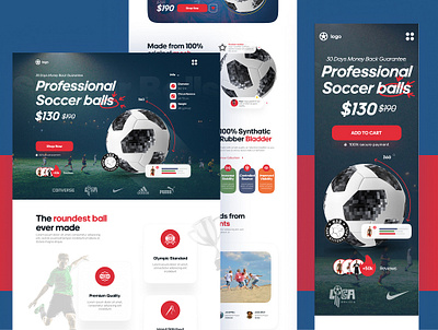 Football - Ecommerce Landing page design concept e commerce landing page modern product design ui design