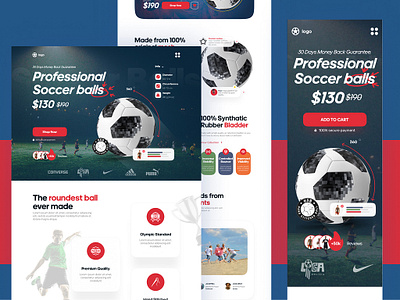 Football - Ecommerce Landing page design concept e commerce landing page modern product design ui design