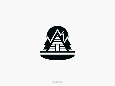 Logo for vacation rental site for lakeside cabins & cottages airbnb booking cabins campfire cottage expedia family hotel lake lakeside logo memories properties rent rental home river tourism travel travelocity vacation
