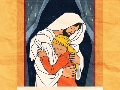 Feeling Safe with Jesus bible christ god illustration jesus safety vector window