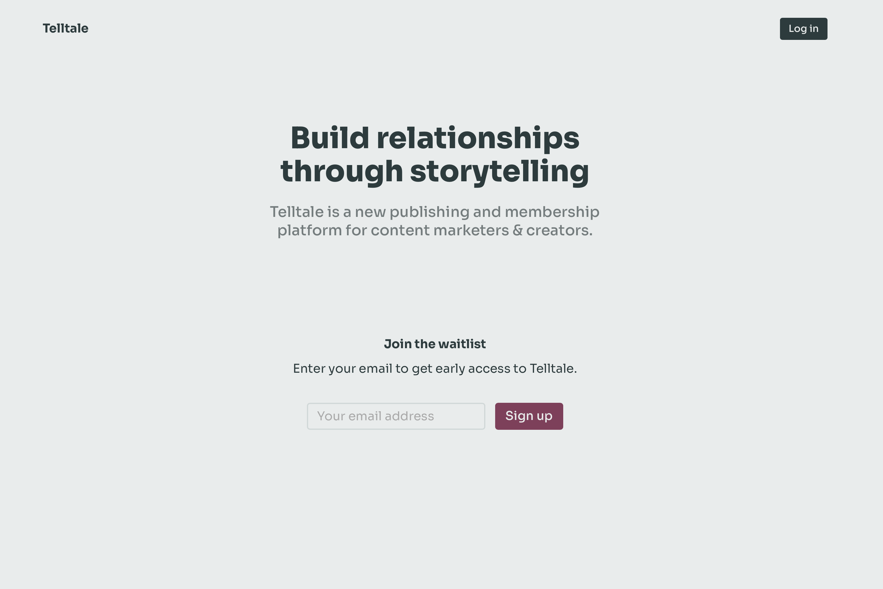 Telltale app design landing page memberships publishing waitlist web web design