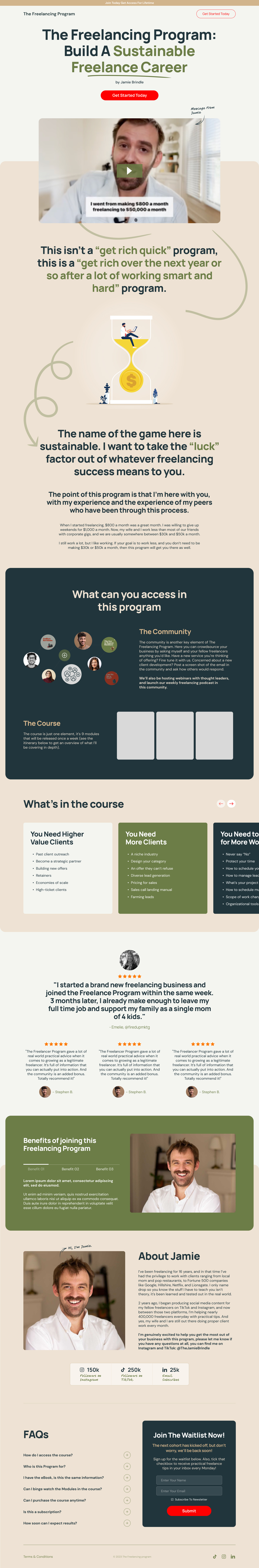 Landing Page for 'The Freelancing Program' landing page landing page design ui ui design ui ux design web design