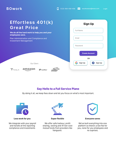 Landing Page BOwork dailyui graphic design inspiration design inspiration ui landing page landingpage ui ui challenge ui design ui everywhere uiux