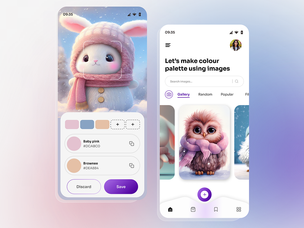 Color palette generator mobile app by innovative inventors on Dribbble