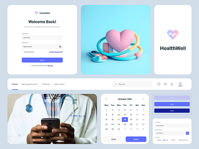 HealthWell - Healthcare web app app appointment bentodesign datepicker design doctor figma health healthcare medicine picker prototype sign in ui ux