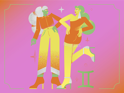 11/12 Gemini character character design collection flat gemini girl horoscope illustration star symbol twins vector woman zodiac