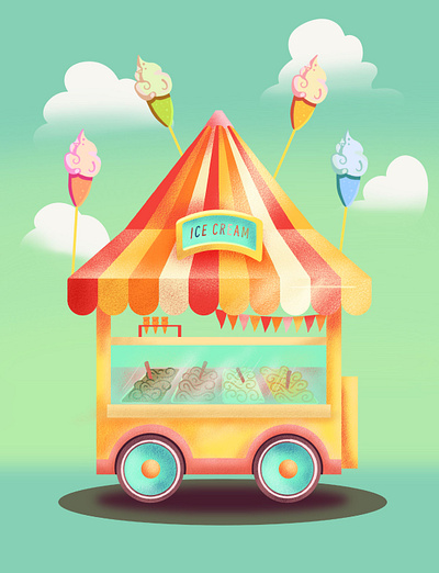 Ice cream stand illustration 2d design graphic design illustration procreate