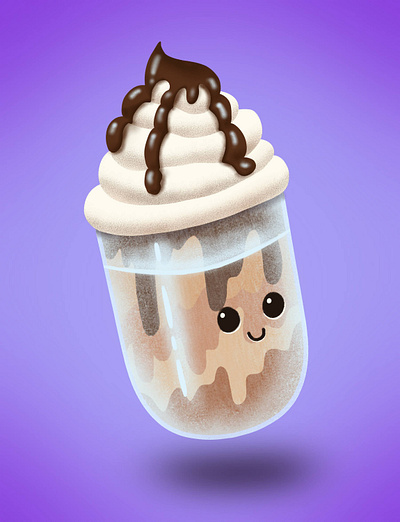 Cute iced coffee illustration 2d design graphic design illustration procreate