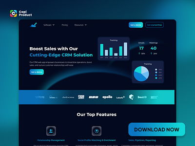 Landing page CRM - Darkmode & Gradient Text Style crm landing page darkmode design gradient text landing page ui ui design ui ux web design website