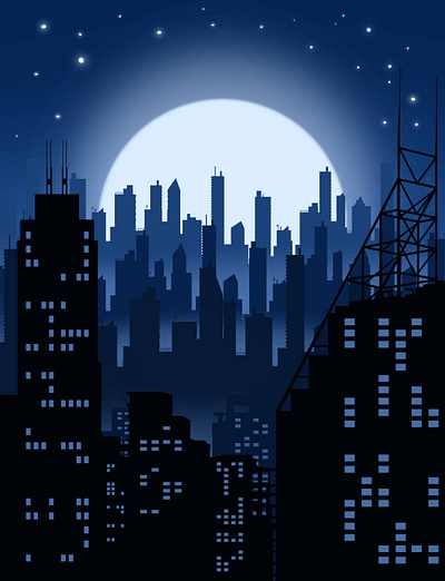 City at night illustration 2d design graphic design illustration procreate