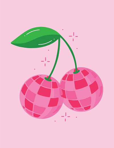 Disco Cherries graphic design illustration